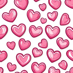 Seamless pattern featuring cartoon colorful pigs with hearts and flowers
