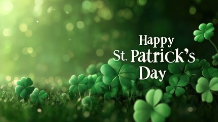 Green shamrocks, St. Patrick's Day greeting