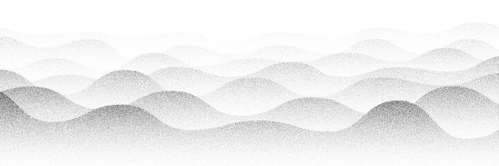 Abstract wave background with noise grain dot pattern with halftone gradation and sand dust grunge effect. Vector with grain noise texture, mountain hills or wave pattern with gradient