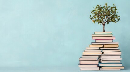 Books and Tree Symbolizing Knowledge and Growth