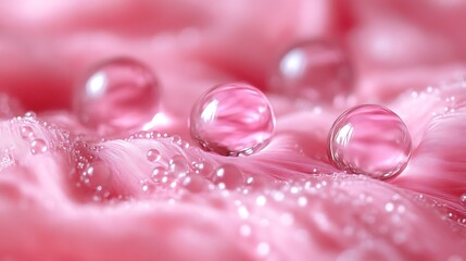 Pink Fabric Water Droplets Close Up
