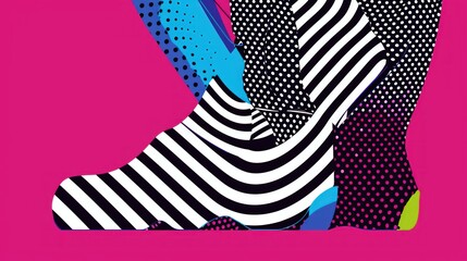 Abstract Footwear Design: Bold Stripes and Vibrant Hues