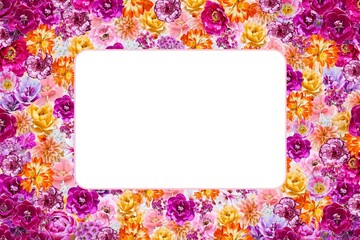 Abstract colorful floral background with frame.