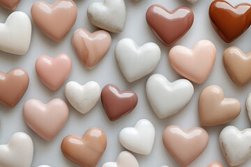 Valentine's Day background featuring a variety of hearts and symbols of love