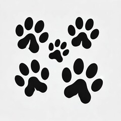Fototapeta premium Illustration of black dog footprints silhouette isolated on white background
