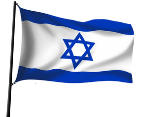 Israel flag waving 3d with pole