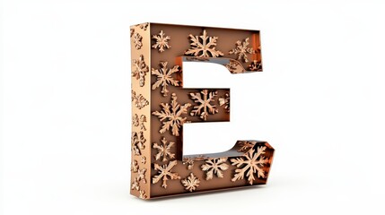 Fototapeta premium Decorative Letter E with Snowflakes for Festive Holiday Themes