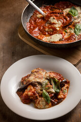 eggplants parmigiana casserole, traditional italian recipe