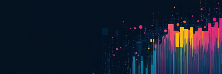 Abstract Vibrant Bar Chart Visualization With Dark Contrasting Background And Gradient Colors