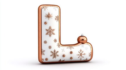Decorative Letter L with Snowflakes and Ornament for Winter Theme