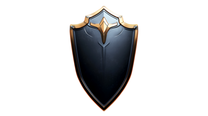 Dark fantasy shield gold accents medieval protection strong defense isolated on transparent background
