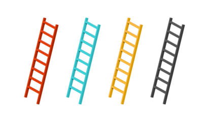 Colored ladders, set of ladders isolated on a white background. 