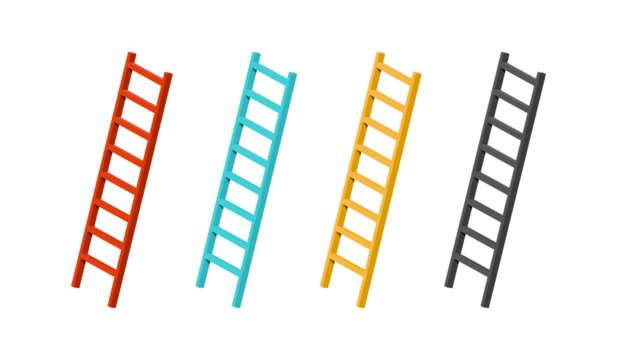 Colored ladders, set of ladders isolated on a white background. 
