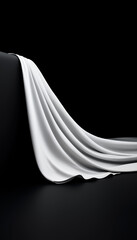 Naklejka premium Elegante weiße Satinfläche mit sanften Wellen auf schwarzem Hintergrund