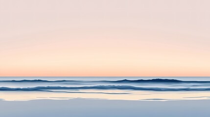Fototapeta premium Serene beach sunset, sky transitioning into a calm evening glow