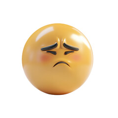 Fototapeta premium A sad emoji with a frown, expressing deep emotions and feelings of disappointment., isolated on a transparent background.