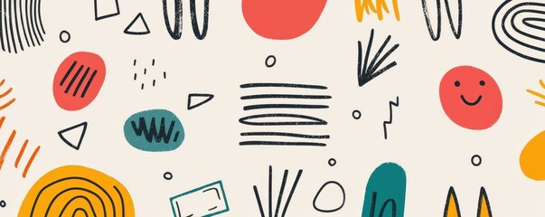 Abstract Hand Drawn Colorful Shapes Pattern Background Design Modern Artistic Illustration