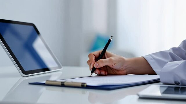 Telemedicine doctor consultation or Doctor taking notes after virtual telehealth visit