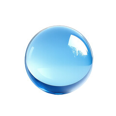A shiny blue crystal ball reflecting light and showcasing a smooth surface., isolated on a transparent background.