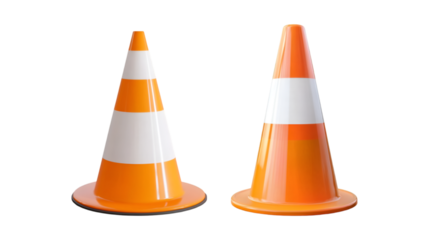 Two Traffic Cones Safety Warning Roadwork,