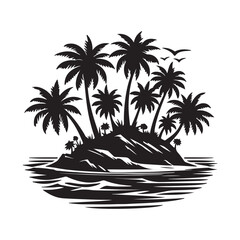 tropical island with palm trees