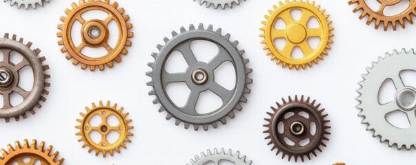 Interlocking Metallic Gears Teamwork Collaboration and Precision Mechanism