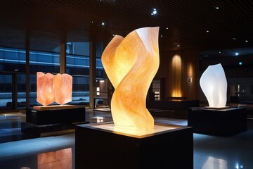 Contemporary sculptures illuminate temporary exhibit with captivating designs and thematic decor