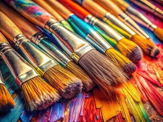 Fototapeta premium Vibrant pastel art brushes: creative stock photos with a colorful palette for design projects.