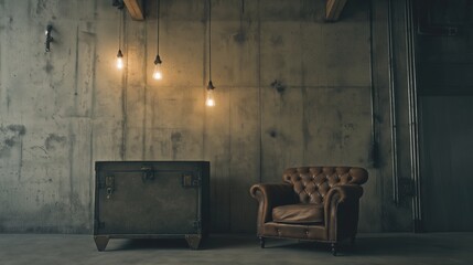 Generative AI, Vintage Leather Armchair and Industrial Chic Design