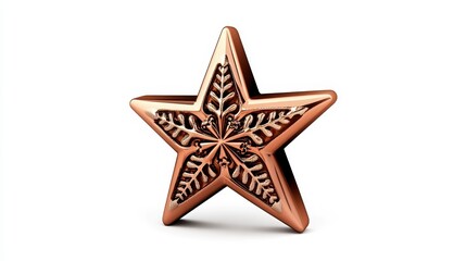 Decorative Copper Star Ornament with Intricate Leaf Design
