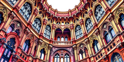 Obraz premium Intricate Watercolor Architectural Design