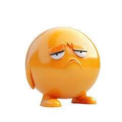 An expressive orange character displaying a thoughtful and sad emotion.