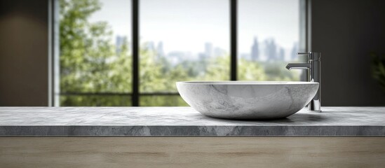 Modern Bathroom Sink Design with City View