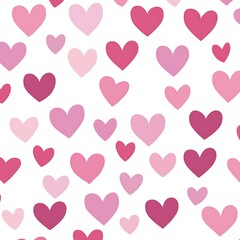 A clip-art style pattern of love hearts in various colors and sizes