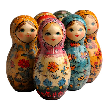Colorful Hand Painted Russian Nesting Dolls Matryoshka Set Traditional Folk Art