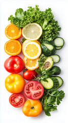 Assortment of healthy food, vertical illustration