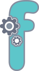 f alphabet robot gear font