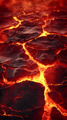 Fiery lava flows through cracked volcanic rock, creating a dramatic and intense scene.  Perfect for backgrounds, textures, or illustrative purposes.