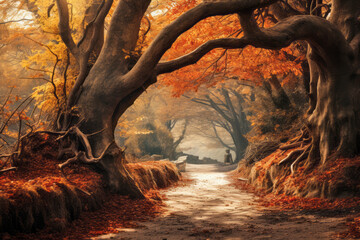 Ancient Tree Mystic Serene Landscape Surrealist