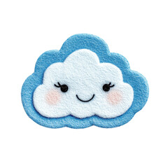 Cute cloud illustration with a smiling face and pastel colors for fun designs.