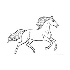 Horse Outline Vector, Elegant Horse Full Pose Side View - Vector Illustration with Transparent Background