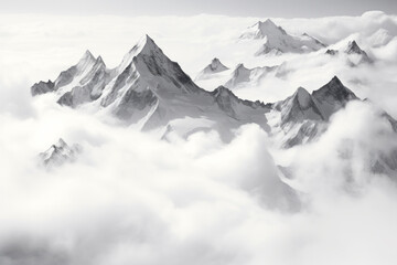 Obraz premium Mountains Sea Clouds Sunset Sky Landscape Surrealist