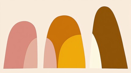 Abstract Organic Shapes in Warm Color Palette on Cream Background