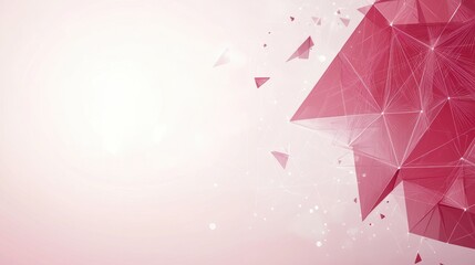 Abstract Pink and Red Geometric Background with Shattered Triangles