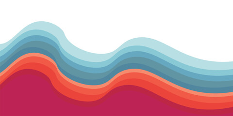 Abstract modern gradient paper cut waves background with shadow decoration. Minimal style dynamic wave pattern creative design. EPS 10