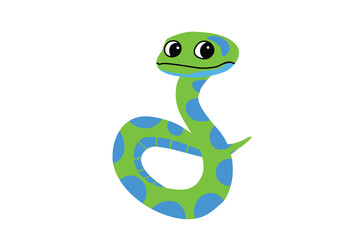 Green and Blue Snake with a Friendly Look