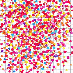 Valentine's Day Background Grid with Confetti Hearts for Design Inspiration