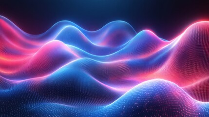 Obraz premium Digital blue pink neon lines with a geometric threedimensional design and abstract wave textures creating a vibrant and modern background