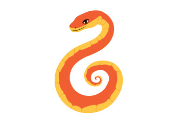 Orange Snake in a Minimalist Style. Elegance, simplicity, and movement. Represents fluidity, adaptability, and design aesthetics.