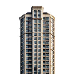 Modern Glass Skyscraper Exterior on transparent background.